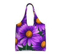 AYYQWE Purple Daisy Print Extra-Large Canvas Tote Bag Daily Shopping Travel Weekend Getaways Shoulder Bags