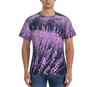 AYYQWE Purple Lavender Print Fashion Men Short Sleeve T-Shirts Gym Wear Breathable Workout Summer Casual Outing