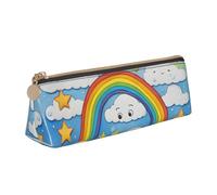 AYYQWE Rainbow Clouds Raindrop Print Student Pencil Case Large Capacity Triangle Pouch Zippered Pen Makeup School College