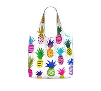 AYYQWE Rainbow Pineapple Print Foldable Reusable Shopping Tote Bag For Travel Gym Backpack Commuting Camping