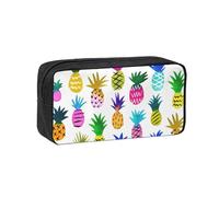 AYYQWE Rainbow Pineapple Print Spacious Pen Case Large-Capacity Stationery Office Travel Use Organizer Pouch