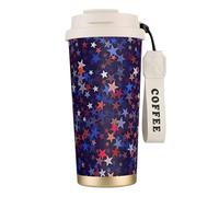 AYYQWE Red Blue Stars American Print Stainless Steel Coffee Tea Water Cup Travel Mug for Hot Cold Beverages Daily Use