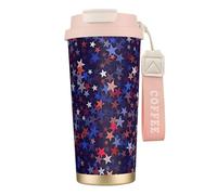 AYYQWE Red Blue Stars American Print Stainless Steel Coffee Tea Water Cup Travel Mug for Hot Cold Beverages Daily Use