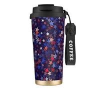 AYYQWE Red Blue Stars American Print Stainless Steel Coffee Tea Water Cup Travel Mug for Hot Cold Beverages Daily Use