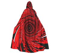 AYYQWE Red Flower Vortex Spiral Print Halloween Hooded Cloak Unisex Adult Cape For Carnival Cosplay Festivals Parties