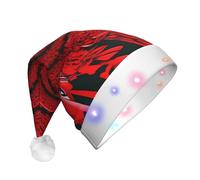 AYYQWE Red Flower Vortex Spiral Print Unisex Adult Christmas Hat With Led Lights Holiday Party Supplies Yuletide Decor
