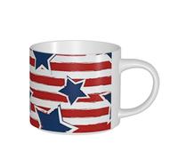 AYYQWE Red White Star Stripe Flag Print Large Capacity Ceramic Mugs Home Office Gifting Kitchens Cafes Outdoor Picnics