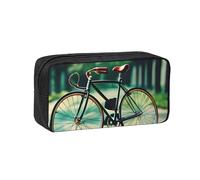 AYYQWE Retro Bicycle Print Spacious Pen Case Large-Capacity Stationery Office Travel Use Organizer Pouch