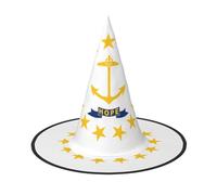 AYYQWE Rhode Island State Flag Print Comfortable Halloween Witch Hat Unisex For Parties Carnivals Christmas And Cosplay