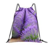 AYYQWE Romantic Lavender Print Adults Lightweight Foldable Drawstring Backpack Sports Reusable Bag Travel Yoga