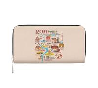 AYYQWE Rome Map with Landmarks Illus Print Wallet for Men Women Large Capacity Travel Daily Commutes Clutch Purse Gift