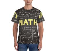 AYYQWE School Math Print Fashion Men Short Sleeve T-Shirts Gym Wear Breathable Workout Summer Casual Outing Black