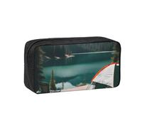 AYYQWE Serenity Lake Camping Print Spacious Pen Case Large-Capacity Stationery Office Travel Use Organizer Pouch