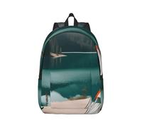 AYYQWE Serenity Lake Camping Print Stylish Unisex Backpack Lightweight Double Shoulder Bag Travel Outdoor Use Everyday