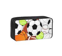 AYYQWE Sports Ball Print Spacious Pen Case Large-Capacity Stationery Office Travel Use Organizer Pouch