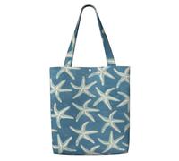 AYYQWE Starfish Coastal Wool Print Canvas Shoulder Bag Large Reusable Lightweight Beach Travel Picnic Everyday Use Tote