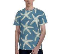 AYYQWE Starfish Coastal Wool Print Men Short Sleeve T-Shirt Soft Casual Office Gym Summer Office Environments Wear Black