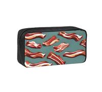 AYYQWE Streaky Bacon Pattern Print Spacious Pen Case Large-Capacity Stationery Office Travel Use Organizer Pouch