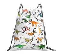 AYYQWE Stylish Learning Alphabets With Dinosaurs Print Adults Lightweight Foldable Drawstring Backpack Sports Reusable Bag Travel Yoga