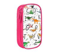 AYYQWE Stylish Learning Alphabets with Dinosaurs Print Practical Pencil Case Multi-Compartment Office Travel School Art Daily Supplies