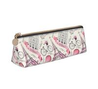 AYYQWE The Paris Tower and a Bicycle Print Student Pencil Case Large Capacity Triangle Pouch Zippered Pen Makeup School College