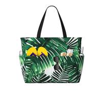 AYYQWE Tropical Palm Banana Leaves Print Beach Tote Stylish Weekend Bag Reusable Lightweight Gym Picnic Camping Women Men