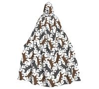 AYYQWE Trotting Flat Coated Retrievers Paw Print Halloween Hooded Cloak Unisex Adult Cape For Carnival Cosplay Festivals Parties