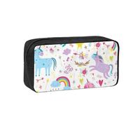 AYYQWE Unicorns Pink Print Spacious Pen Case Large-Capacity Stationery Office Travel Use Organizer Pouch