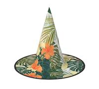 AYYQWE Vegetation Leaves With Hibiscus Flowers Print Comfortable Unisex Carnival Party Hat Cosplay Costume Masquerade Celebrations