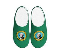 AYYQWE Washington Flag Print Adult Unisex House Soft TPR Slippers Cozy Non-Slip Sole Home Travel Flannel Indoor
