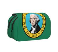 AYYQWE Washington Flag Print Lightweight Pen Bag Stylish Stationery Travel Office Large Capacity Makeup Toiletry