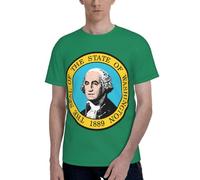 AYYQWE Washington Flag Print Men Short Sleeve T-Shirt Soft Casual Office Gym Summer Office Environments Wear Black