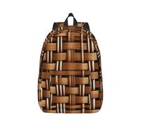 AYYQWE Wicker Woven Grid Print Stylish Unisex Backpack Lightweight Double Shoulder Bag Travel Outdoor Use Everyday