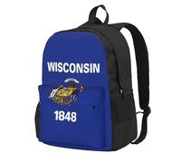 AYYQWE Wisconsin State Flag Print Large Capacity Backpack Water-Resistant Hiking Camping Picnics Commuting Essentials