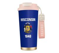 AYYQWE Wisconsin State Flag Print Stainless Steel Coffee Tea Water Cup Travel Mug for Hot Cold Beverages Daily Use