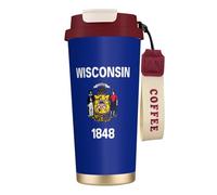 AYYQWE Wisconsin State Flag Print Stainless Steel Coffee Tea Water Cup Travel Mug for Hot Cold Beverages Daily Use
