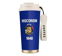 AYYQWE Wisconsin State Flag Print Stainless Steel Coffee Tea Water Cup Travel Mug for Hot Cold Beverages Daily Use