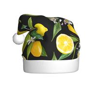 AYYQWE Yellow Lemon Print Santa Hat for Men Women Decor Party New Year Festive Celebrations Christmas Cap