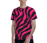 AYYQWE Zebra Tiger Leopard Pink Print Men Short Sleeve T-Shirt Soft Casual Office Gym Summer Office Environments Wear