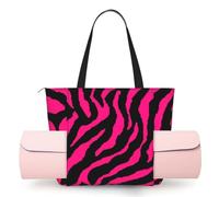 AYYQWE Zebra Tiger Leopard Pink Print Women Yoga Bag One Shoulder Tote Large Capacity Workout Daily Travel Camping