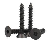 AYYSSM 10-100pcs Black Carbon Steel Hexagon Hex Socket Flat Countersunk Head Self Tapping Screw M2 M3 M4 M5 M6 Hex Screws(12mm,M2 (100pcs))
