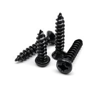 AYYSSM 100pcs M1 M1.2 M1.4 M1.7 M2 M2.6 M3 M3.5 Black Steel Mini Micro Flat Countersunk Round Pan Head Self tapping Wood Screw(Pan head,3MM_M2.3)