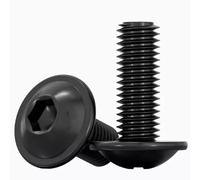 AYYSSM Black 304 Stainless Steel Hex Hexagon Socket Round Button Flange Head With Washer Collar Screw Bolt M2-M8(M8 (5Pcs),20mm)