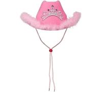 AYZAL Unisex Cowboy & Cowgirl Hat - Texan Western Sheriff Hat for Men & Women Fancy Dress Accessory (Light Up Pink Hat With Fluffy Trim)