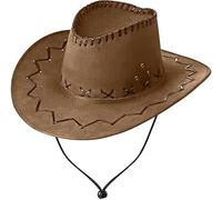 AYZAL Unisex Cowboy & Cowgirl Hat - Texan Western Sheriff Hat for Men & Women Fancy Dress Accessory (Light Brown Leather Look Hat)