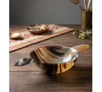 AYZCORP Horn Drinking Bowl Scottish Quaich Friendship Cup For your Lovers Wedding Cup, Quaich Whisky Tasting horn Bowl Loving Cup Burns Night By ART GIFT DECOR gift for boyfriend,husband (Plain Bowl)