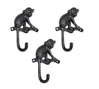 AYZCORP Set of 3 Cast Iron Monkey Shape Coat Hooks Wall Art Decor-Monkey Shape Hangers and Key Holder-Clothes Rack and Backpack Hanger-Coat Hooks Home Decor for Storage, Living Room, Hallway, Office