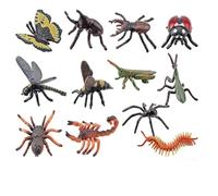 AYZDJ 12 Pack Realistic Insect Toys Figures - Plastic Bug Figures Set, Lifelike Beetle Butterfly Bee Ladybug Toys, Educational Mini Beasts for Party Favors & Nature Play