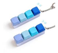 AYZDJ 2 Pack Keyboard Fidget Toy - Mini 4-Key Clicker Stress Relief Toy with Gradient Blue Keycaps, Portable Fidget Keychain for Office, School, Home & Travel