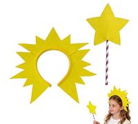 AYZDJ 2 Pcs Yellow Magical Fairy-Tale Witch Costume Set - Designed for World Book Day & Halloween - Includes Star Wand + Sun & Moon Headband - Perfect for Kids' Role-Play & Themed Parties.